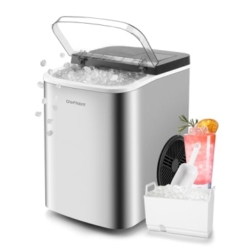 ChefRobot Ice Machine,Stainless Steels Chewable Ice Maker Ready in 6 mins,34Lbs/24H Nugget Ice Maker...