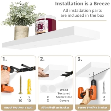 Sorbus White Floating Shelves - Stylish Wall Storage Solution