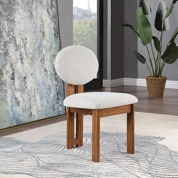 Mid-Century Modern Boucle Dining Chairs Set of 2