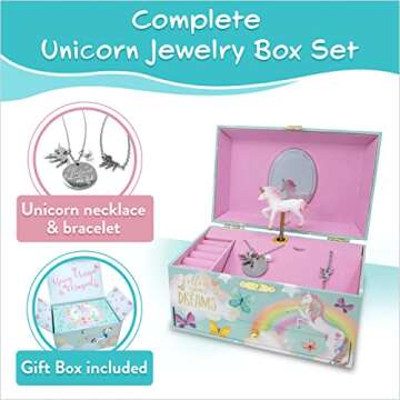 The Memory Building Company Unicorn Musical Jewelry Box, Classic Melody Storage Organizer Kids Ages ...