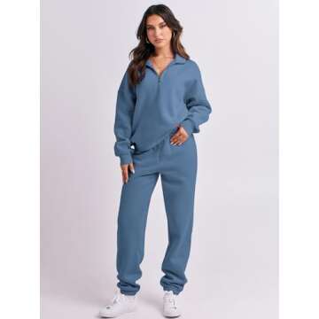 ANRABESS Women 2 Piece Outfits Sweatsuit Oversized Half Zip Sweatshirt Jogger Sweatpants Tracksuit L...