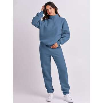 ANRABESS Women 2 Piece Outfits Sweatsuit Oversized Half Zip Sweatshirt Jogger Sweatpants Tracksuit Lounge Set 2024 Clothes X-Large