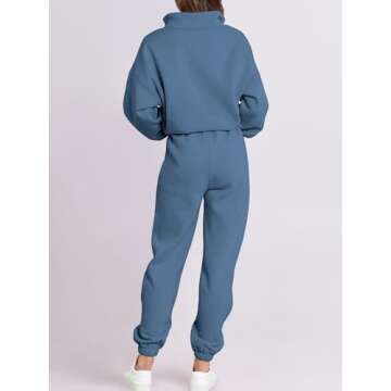 ANRABESS Women 2 Piece Outfits Sweatsuit Oversized Half Zip Sweatshirt Jogger Sweatpants Tracksuit Lounge Set 2024 Clothes X-Large