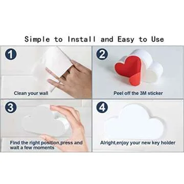 Creative and Colorful Decorative Cloud-Shaped Magnet Keychains, Perfect for Door, Entryway Decorative Wall Mount Holder for Key (Pink)