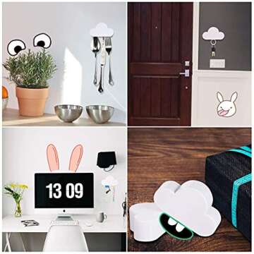 Creative and Colorful Decorative Cloud-Shaped Magnet Keychains, Perfect for Door, Entryway Decorative Wall Mount Holder for Key (Pink)