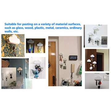 Creative and Colorful Decorative Cloud-Shaped Magnet Keychains, Perfect for Door, Entryway Decorative Wall Mount Holder for Key (Pink)