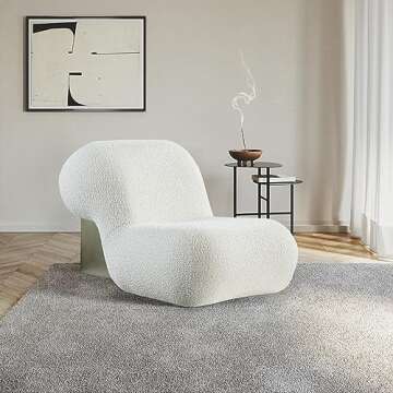 Meridian Furniture 589Cream Quadra Collection Modern | Contemporary Boucle Fabric Upholstered Accent...