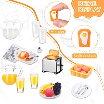 44 Piece Miniature Breakfast Set for Dollhouse Play