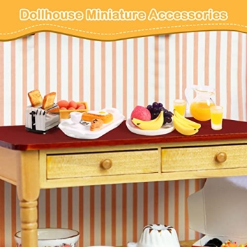 44 Piece Miniature Breakfast Set for Dollhouse Play