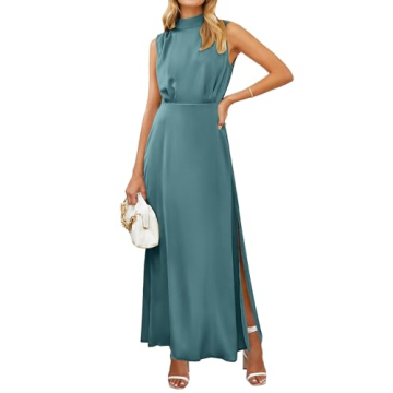 Elegant BTFBM Sleeveless Satin High Split Cocktail Dress