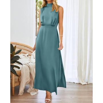 Elegant BTFBM Sleeveless Satin High Split Cocktail Dress