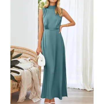 Elegant BTFBM Sleeveless Satin High Split Cocktail Dress