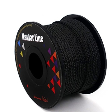 emma kites 100% Black Kevlar Braided Cord (0.4~4.6mm Dia, 50lb~1800lb) High Strength, Abrasion Flame...