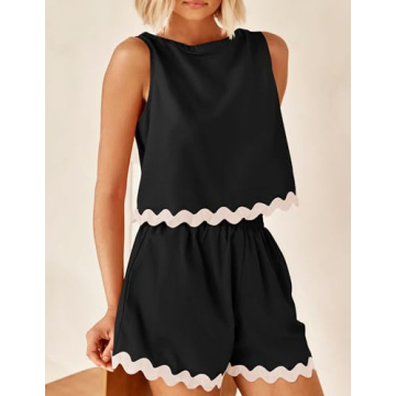 ZESICA Women's Summer 2 Piece Pajama Set for Lounging and Beach Wear