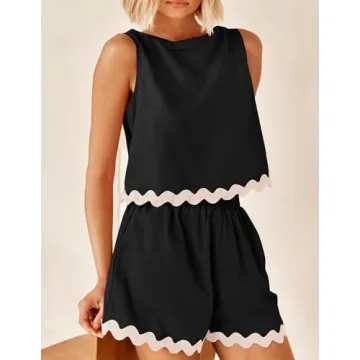 ZESICA Women's Summer 2 Piece Pajama Set for Lounging and Beach Wear