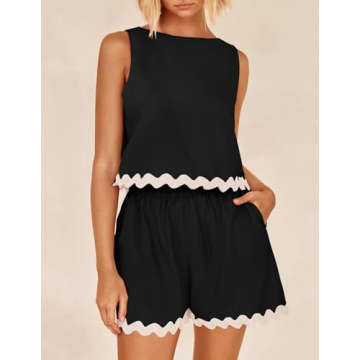 ZESICA Women's Summer 2 Piece Pajama Set for Lounging and Beach Wear