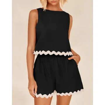 ZESICA Women's Summer 2 Piece Pajama Set for Lounging and Beach Wear