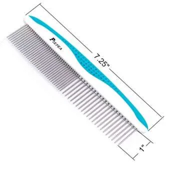 Pet Comb, Stainless Steel Teeth Comb for Dogs & Cats, Pet Hair Comb for Home Grooming Kit, Removes K...