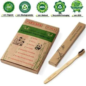 paeyaer 20 Count Bamboo Toothbrushes (Soft+Medium), Natural Wood Toothbrushes Bulk, Eco-Friendly, BPA Free, Biodegradable & Compostable Charcoal Wooden - Reusable Travel Toothbrushes