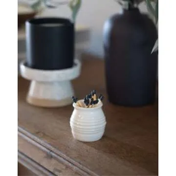 Match Striker Handmade 2.25" x 2.25" White or Black Pottery Matches holder home decor decorative candle accessory (White)