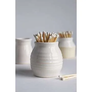 Match Striker Handmade 2.25" x 2.25" White or Black Pottery Matches holder home decor decorative candle accessory (White)