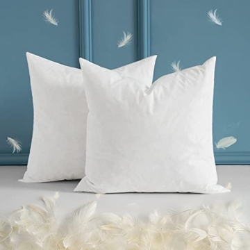 MIULEE Set of 2 20x20 Inches Decorative Throw Pillow Inserts, Down and Feather Cotton Fabric Pillows...