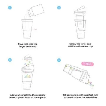 CRUNCHCUP XL Pink - Portable Cereal Cups For Breakfast