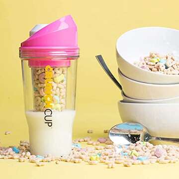 CRUNCHCUP XL Pink - Portable Cereal Cups For Breakfast