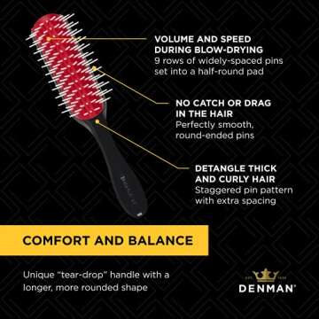 Denman Hair Brush for Curly Hair Styling and Detangling