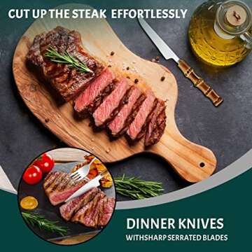 RIS LAN 60 Pieces Bamboo Cutlery Set for 12 People