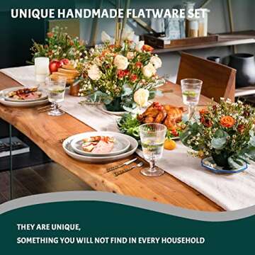 RIS LAN 60 Pieces Bamboo Cutlery Set for 12 People