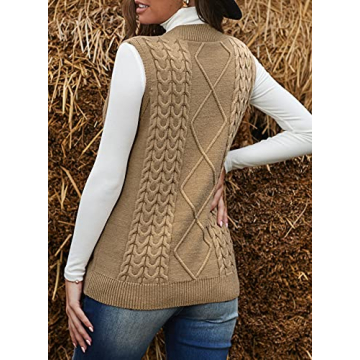 EVALESS Plus Size Yellow Sweater Vest V Neck Sleeveless Large