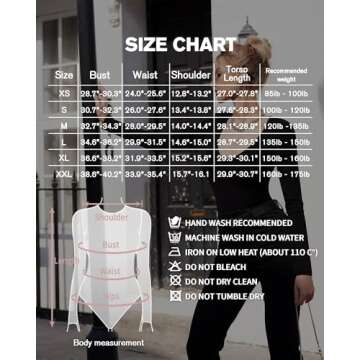 MANGOPOP Bodysuits for Women V Neck Long Sleeve Body Suit Tops