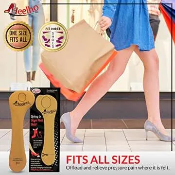 Heelho High Heel Inserts & Pads - Metatarsal Pads Offload Pressure Pain and Ball of Foot Adhesive Shoe Inserts for High Heels and Uncomfortable Shoes - Ball of Foot Cushions for Women (Shoe Insoles)