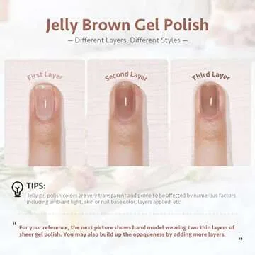 GAOY Jelly Brown Gel Nail Polish, 16ml Sheer Natural Translucent Color 1004 UV Light Cure Gel Polish...