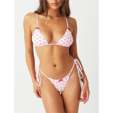 Lchiji Women Y2k Vintage Floral Bikini Coquette Swimwear