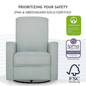 Evolur Raleigh Glider in Light Blue - Stylish & Comfortable Rocking Chair