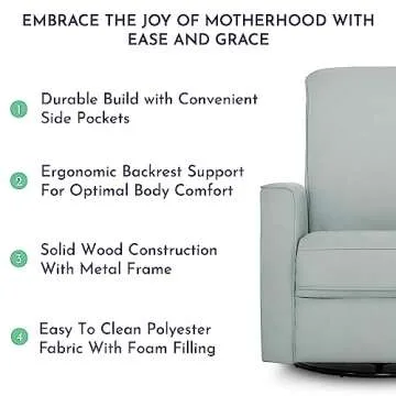 Evolur Raleigh Glider in Light Blue - Stylish & Comfortable Rocking Chair