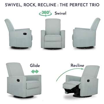 Evolur Raleigh Glider in Light Blue - Stylish & Comfortable Rocking Chair