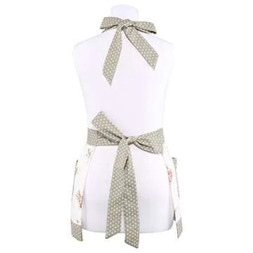 NEOVIVA Cooking Apron with Pockets for Toddler Girls, Stylish Kids Apron for Easy Bake Oven Accessories, Style Diana, Floral Nitong Roses