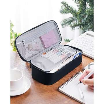 YOKUMA Pencil Case,Large Capacity Pencil Pouch,Aesthetic Zipper Pencil Box, Back to School Supplies ...