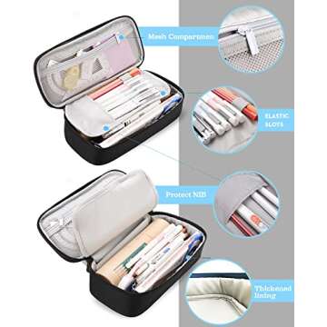 YOKUMA Large Capacity Zipper Pencil Case for Students