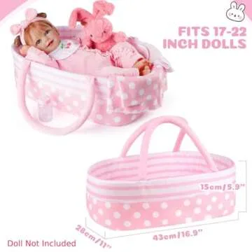 BABESIDE 8 Pcs Reborn Baby Doll Clothes with Bassinet for 17-22 Inch Baby Dolls, Baby Doll Accessories and Doll Clothes Outfit fit Newborn Baby Doll Girl, Babies Pretend Play Set (Not Doll)
