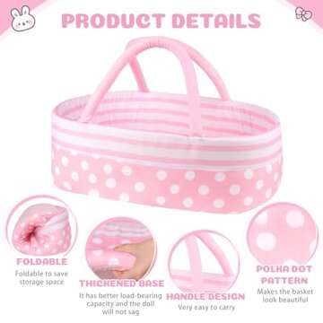 BABESIDE 8 Pcs Reborn Baby Doll Clothes with Bassinet for 17-22 Inch Baby Dolls, Baby Doll Accessories and Doll Clothes Outfit fit Newborn Baby Doll Girl, Babies Pretend Play Set (Not Doll)