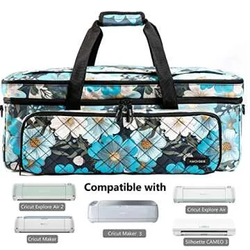 AMOIGEE Double-Layer Carrying Case for Cricut Maker 3, Explore Air 2, Explore 3, Die Cut Machine,Carrying Bag with Cutting Mat Pocket, Storage Bag for Cricut Accessories and Suppliers.