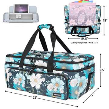 AMOIGEE Double-Layer Carrying Case for Cricut Maker 3, Explore Air 2, Explore 3, Die Cut Machine,Carrying Bag with Cutting Mat Pocket, Storage Bag for Cricut Accessories and Suppliers.