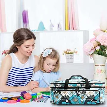 AMOIGEE Double-Layer Carrying Case for Cricut Maker 3, Explore Air 2, Explore 3, Die Cut Machine,Carrying Bag with Cutting Mat Pocket, Storage Bag for Cricut Accessories and Suppliers.