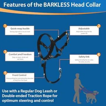 BARKLESS Soft Dog Head Collar, No Pull Training Tool for Medium Large Dogs on Walks, Gentle Halter for Heavy Pullers, Includes A Training Guide