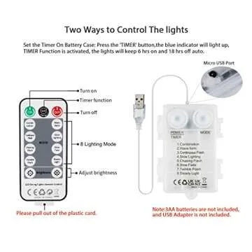 YEOLEH String Lights Curtain USB or Battery Powered,Bedroom Fairy Curtain Lights for Wedding Wall Bedroom Halloween Christmas Decorations with Timer (Warm White,7.9Ft x 5.9Ft)