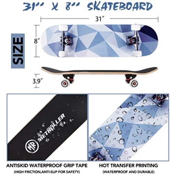 METROLLER Beginner Skateboard Durable Stylish Ready to Ride